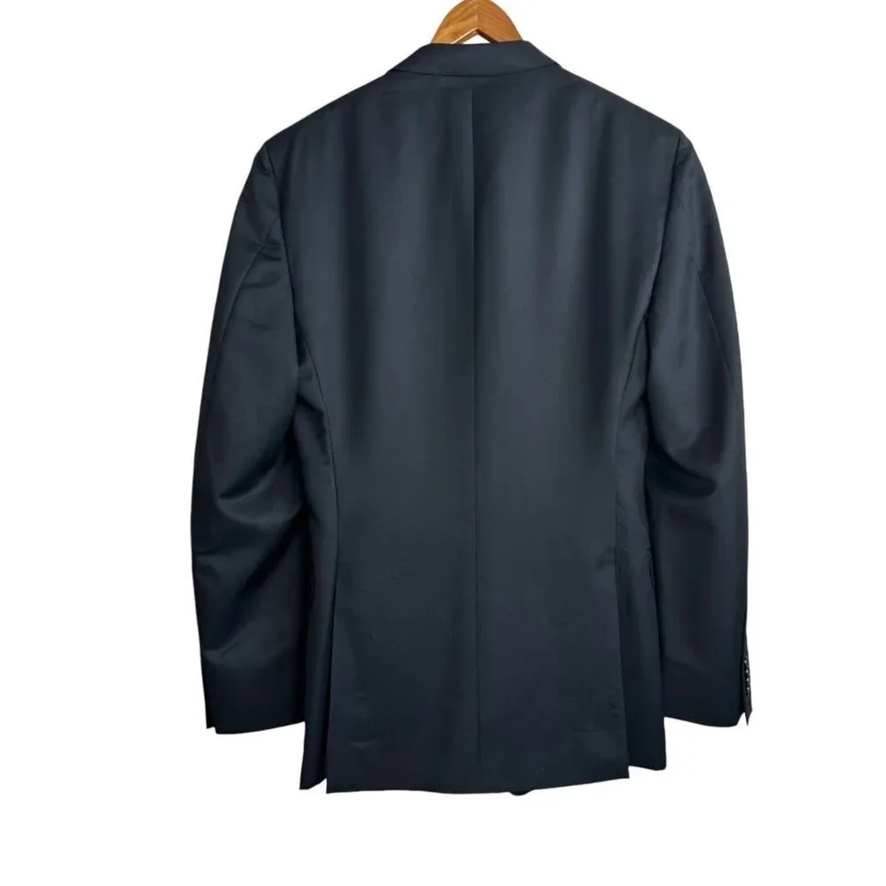Z Zegna Black Wool Mohair Blazer Mens IT 54L / US 44 Long sport Coat Ermenegildo